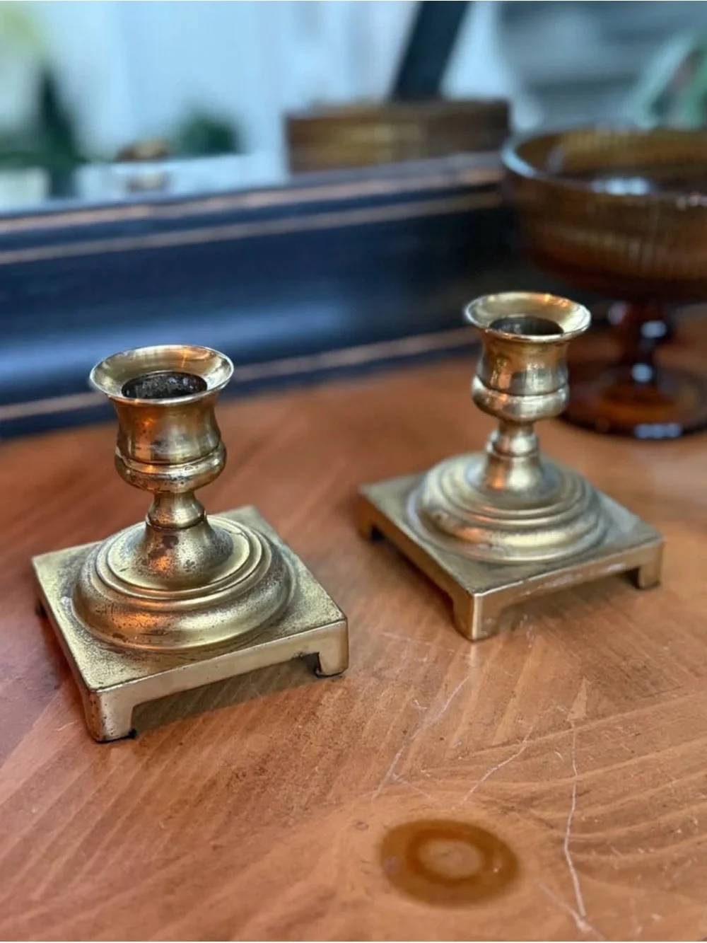Moody Vintage Brass CandleStick Holders-Set of 4